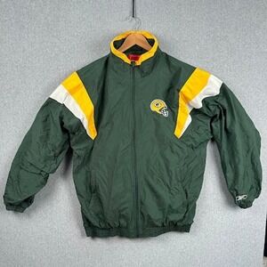 Reebok Green Bay Packers NFL Windbreaker Jacket Men's Large Full Zip Retro